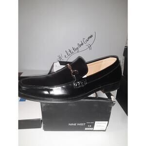 NINE WEST Mens Dress Shoes Slip on Loafer Shoes Mens size 12 DWAYNE BLACK NEW#1D